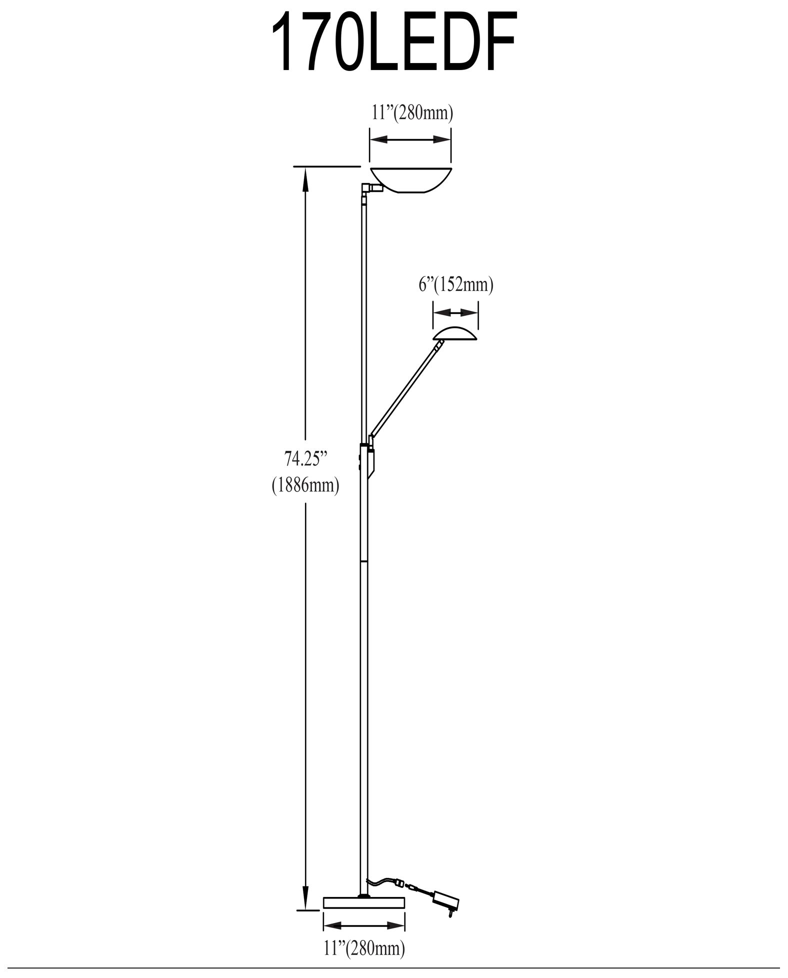 Image 6 Mother Son 72" Black Modern LED Torchiere Floor Lamp with Side Light more views