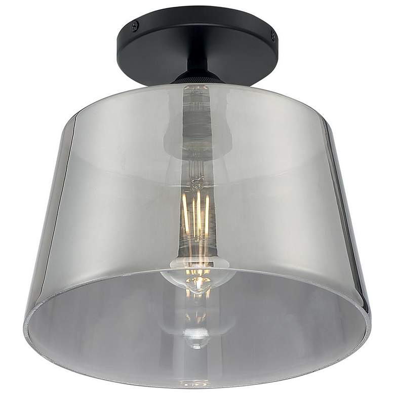 Image 1 Motif; 1 Light; 10 in.; Semi-Flush Black with Smoked Glass