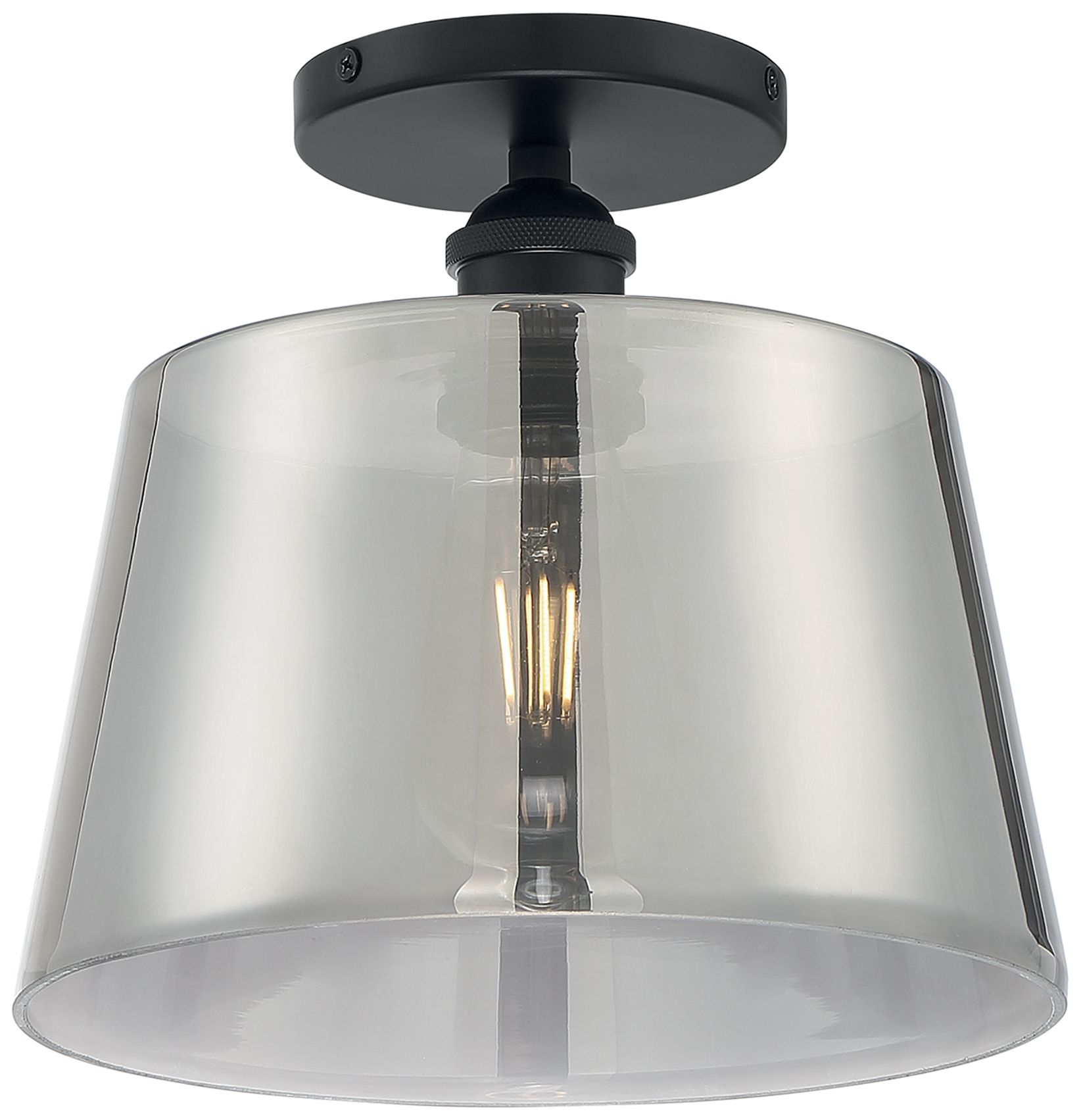 Image 2 Motif; 1 Light; 10 in.; Semi-Flush Black with Smoked Glass more views