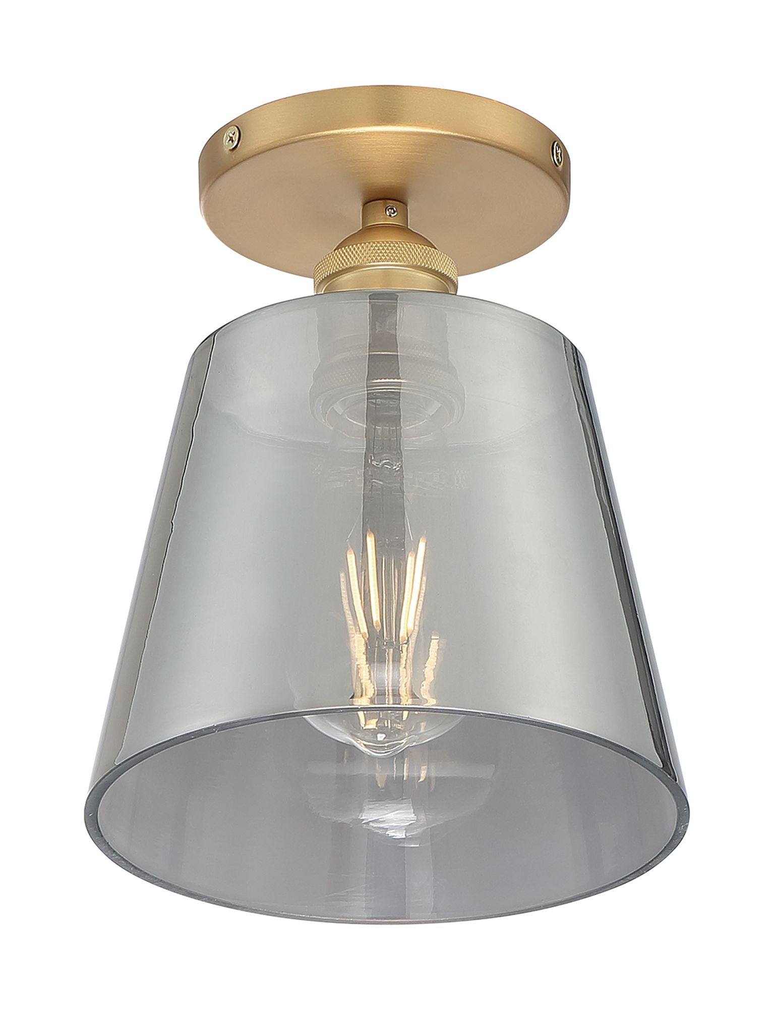 Image 2 Motif; 1 Light; 7 in.; Semi-Flush Brushed Brass with Smoked Glass more views