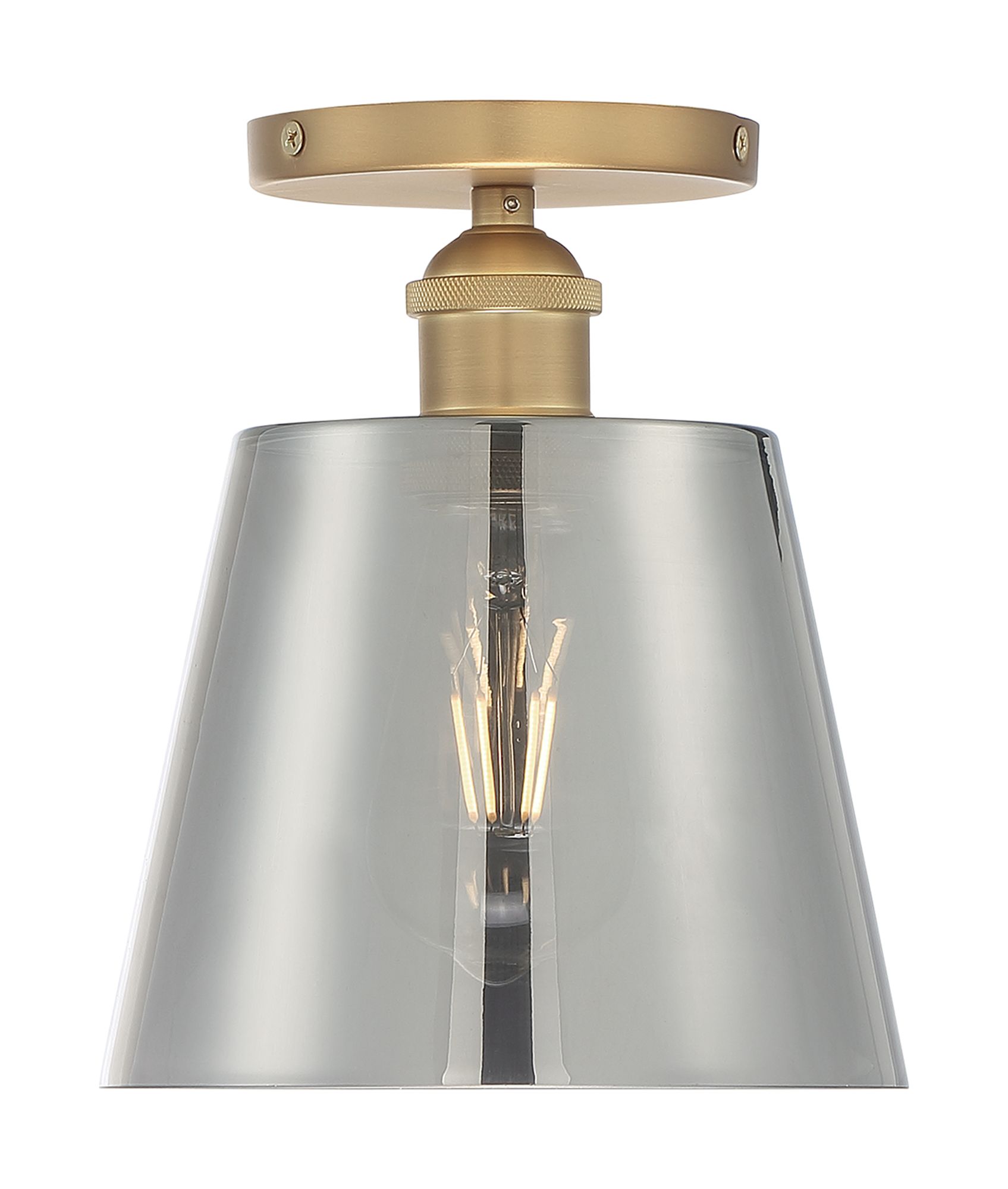 Image 3 Motif; 1 Light; 7 in.; Semi-Flush Brushed Brass with Smoked Glass more views