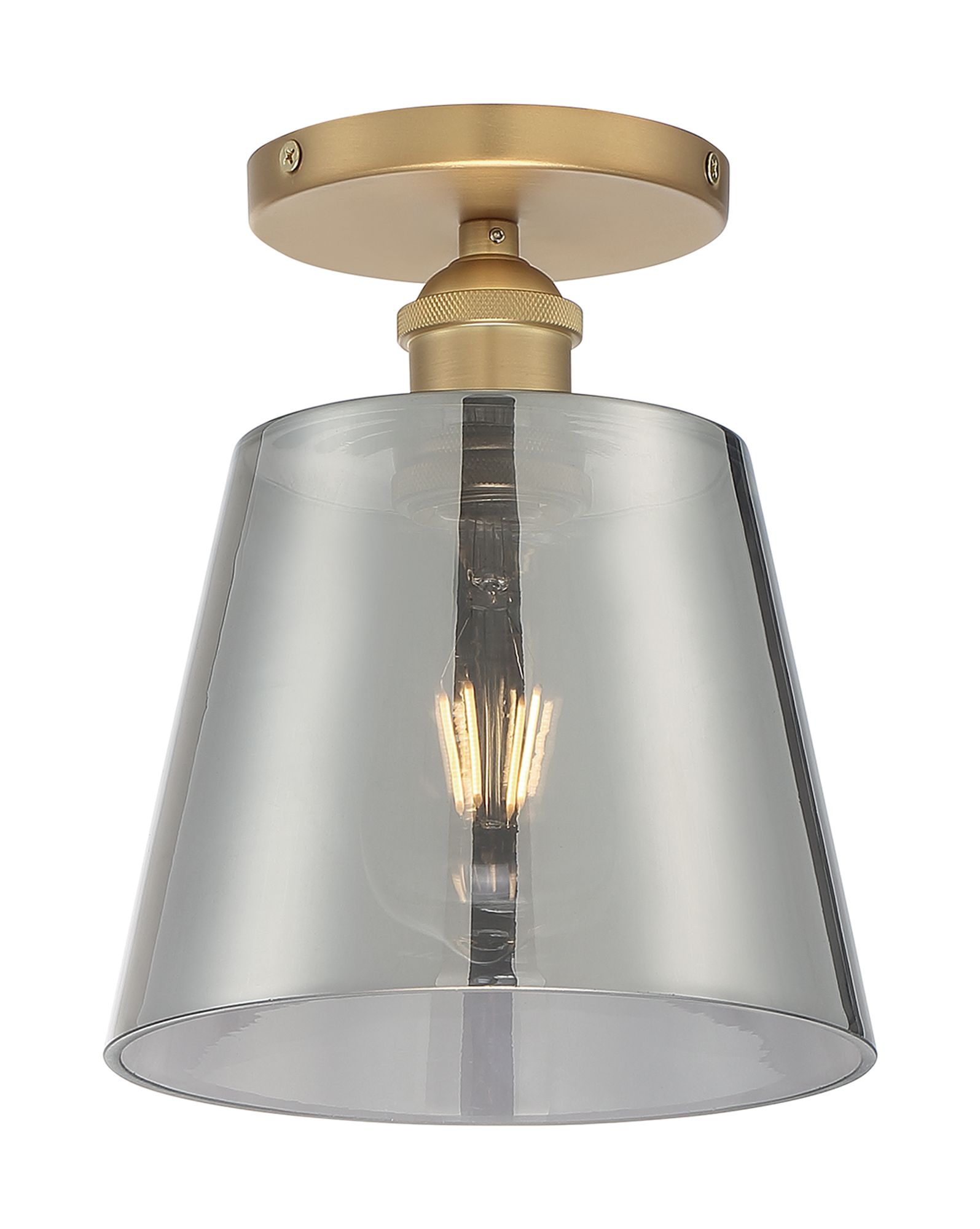 Image 4 Motif; 1 Light; 7 in.; Semi-Flush Brushed Brass with Smoked Glass more views
