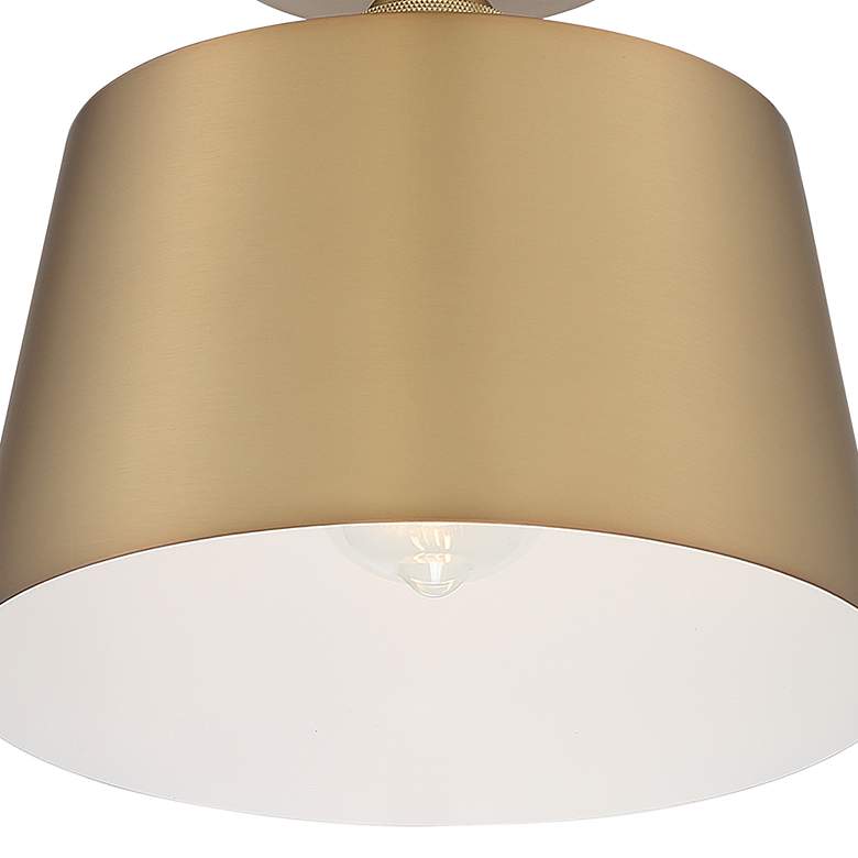 Image 3 Motif 10 inch Wide Brushed Brass and White Ceiling Light more views