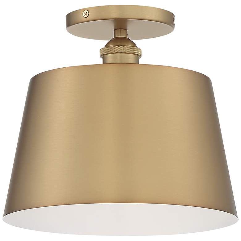 Image 5 Motif 10 inch Wide Brushed Brass and White Ceiling Light more views