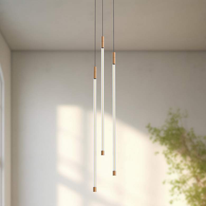 Image 1 Motif 6" Wide Brushed Gold LED Mini Pendant