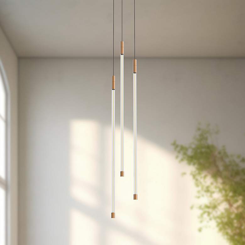 Image 3 Motif 6" Wide Brushed Gold LED Mini Pendant more views