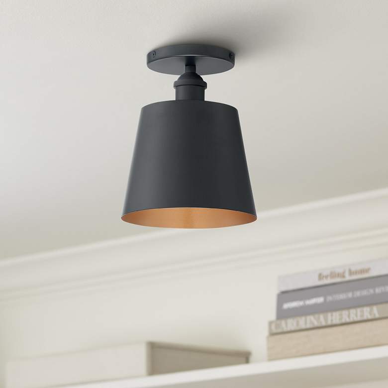 Image 1 Motif 7 1/4" Wide Black and Gold Ceiling Light