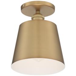 Motif 7 1/4&quot; Wide Brushed Brass and White Ceiling Light