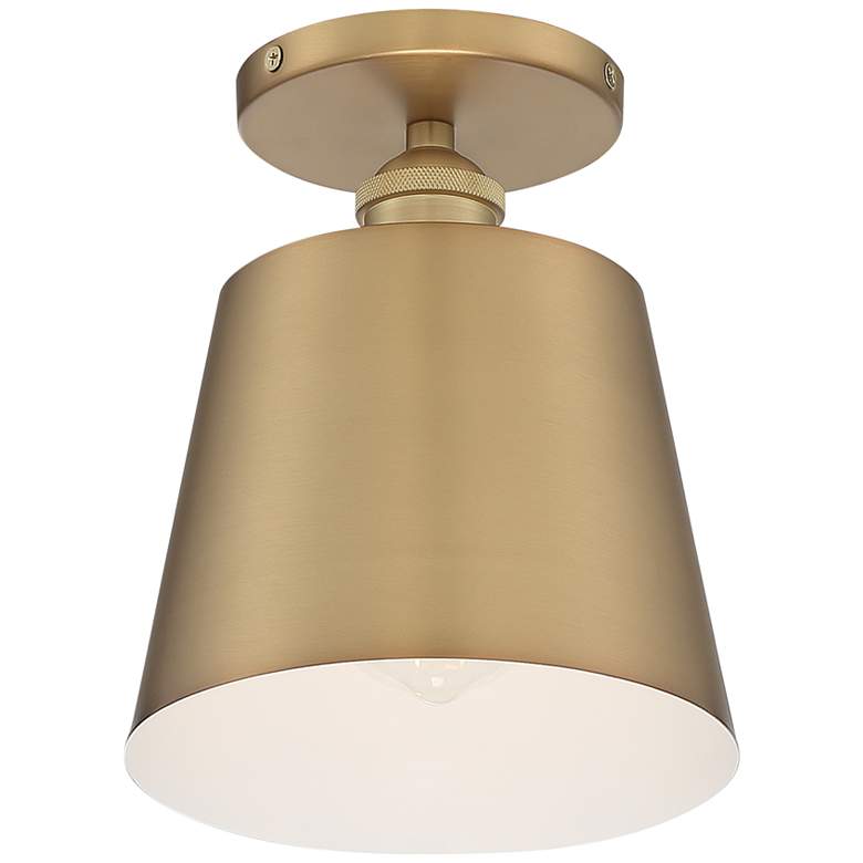 Image 2 Motif 7 1/4" Wide Brushed Brass and White Ceiling Light