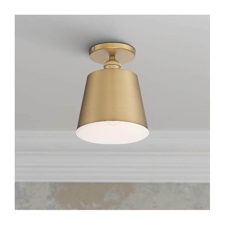 Image 1 Motif 7 1/4" Wide Brushed Brass and White Ceiling Light