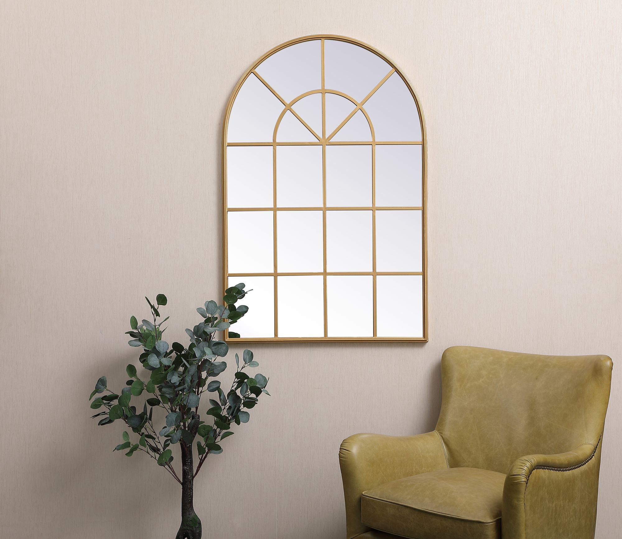 Image 3 Motif Brass 31 1/2" x 47 1/4" Windowpane Wall Mirror more views