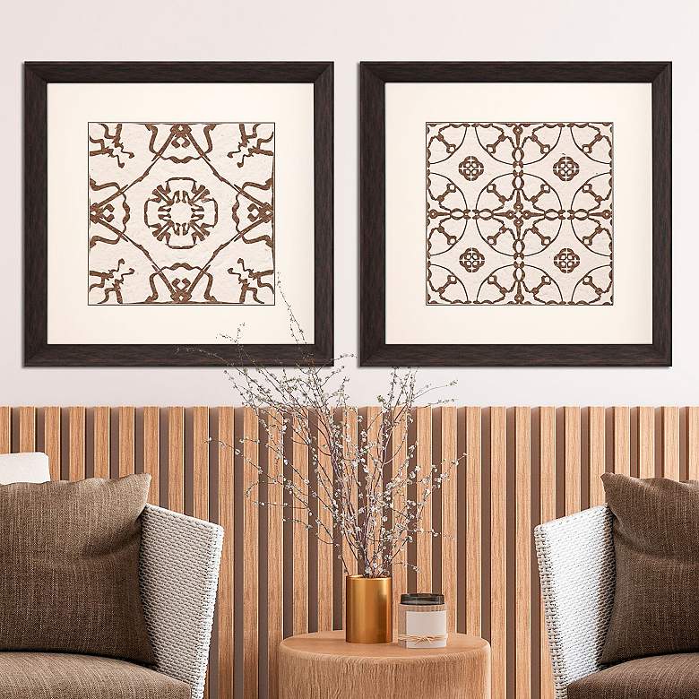 Image 2 Motif on Cream I 30" Square 2-Piece Framed Wall Art Set