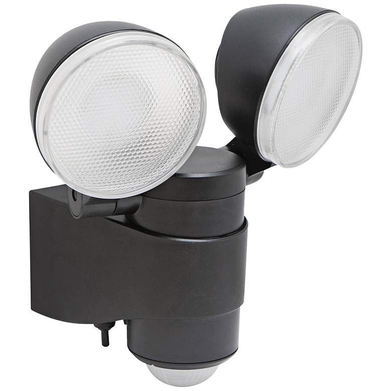 Image 1 Motion Activated Black 6" High 2-Light LED Security Light