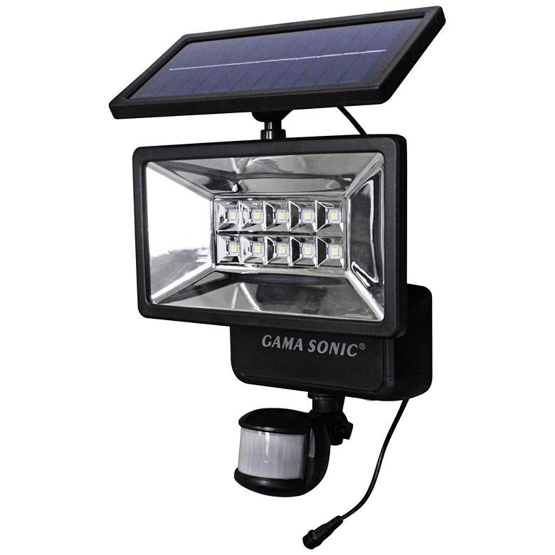 Image 1 Motion Sensor 12"H Black Outdoor LED Solar Security Light
