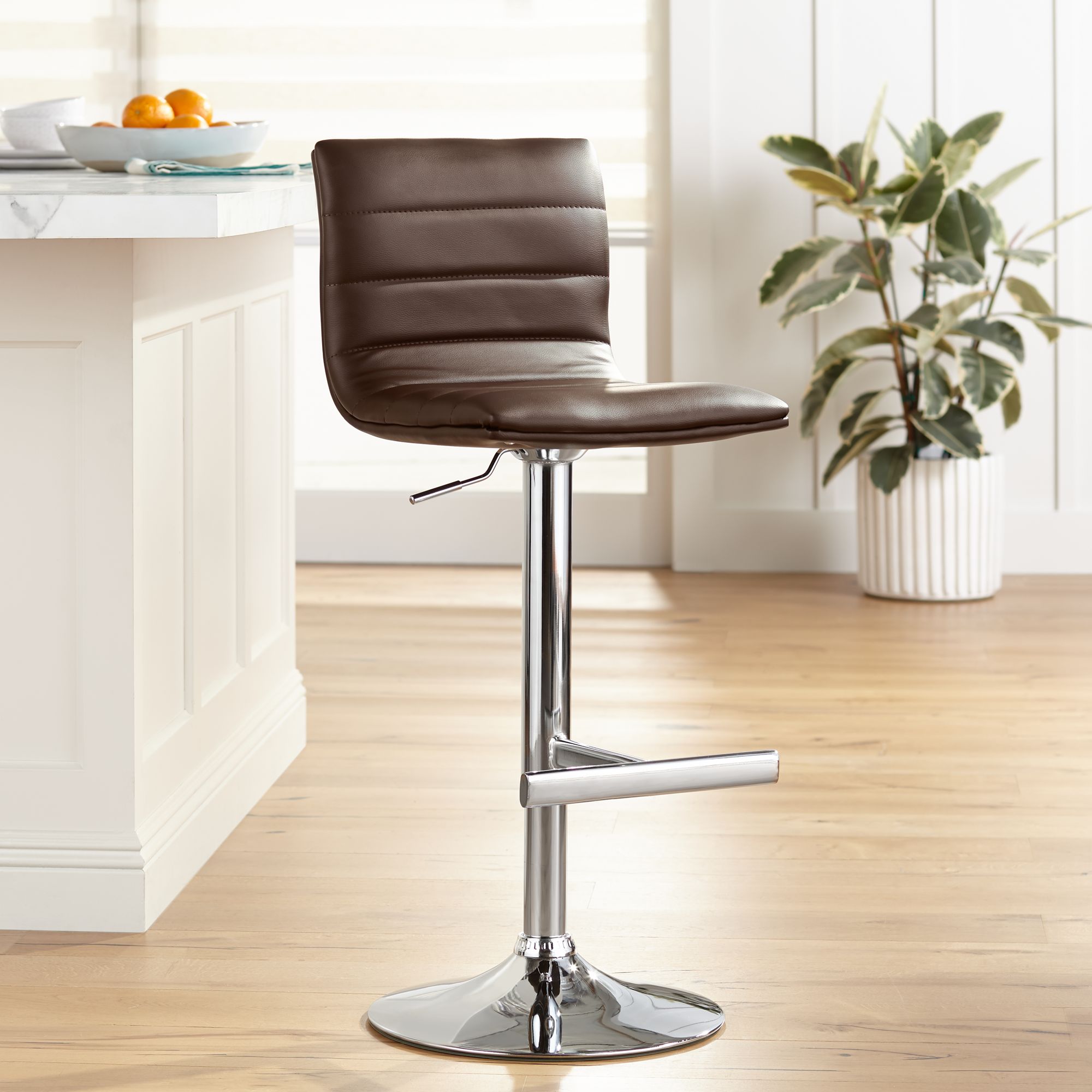 brown leather adjustable bar stools