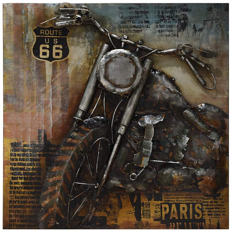Image 3 Motorcycle 1 40 inch Square Metal Dimensional Wall Art