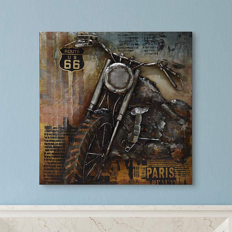 Image 2 Motorcycle 1 40 inch Square Metal Dimensional Wall Art