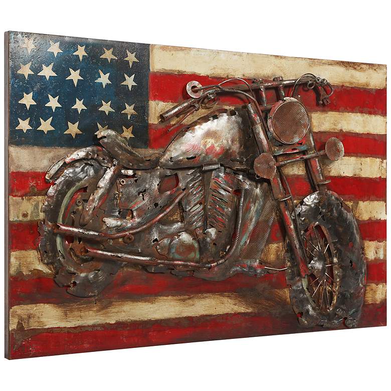 Image 2 Motorcycle 3 48" Wide Mixed Media Metal Dimensional Wall Art