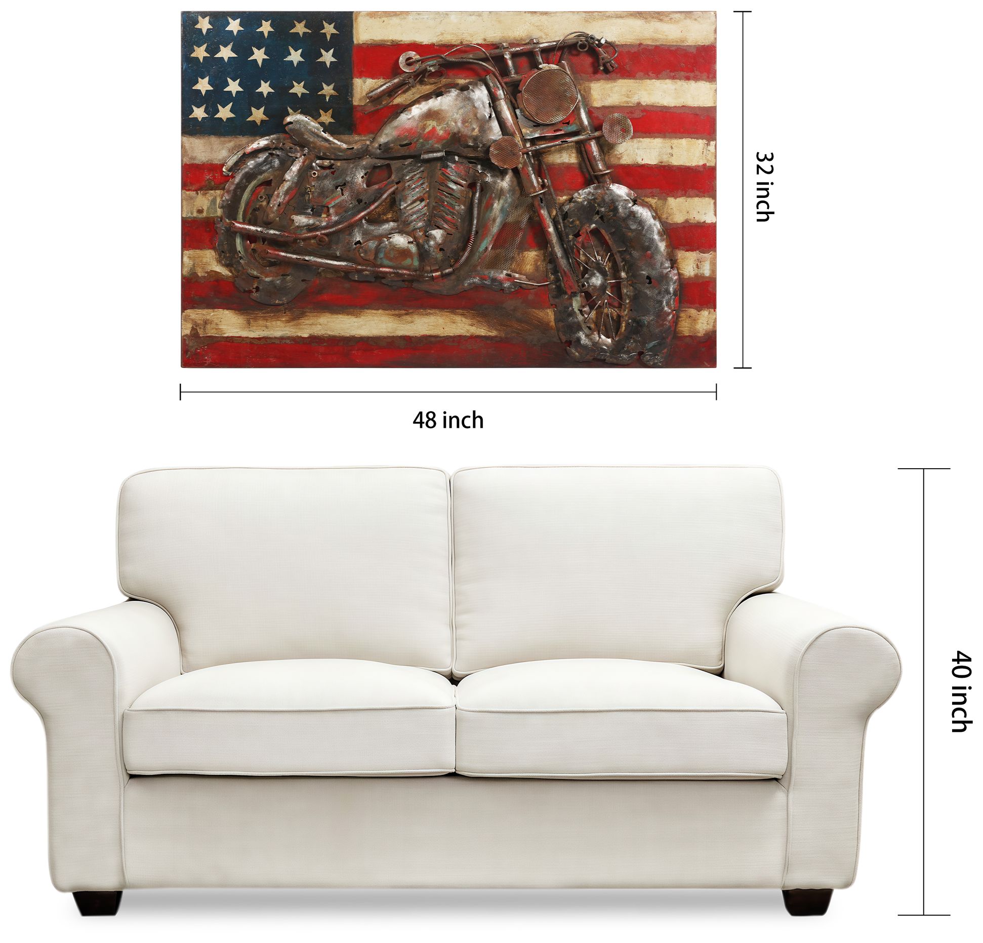 Motorcycle 3 48" Wide Mixed Media Metal Dimensional Wall Art