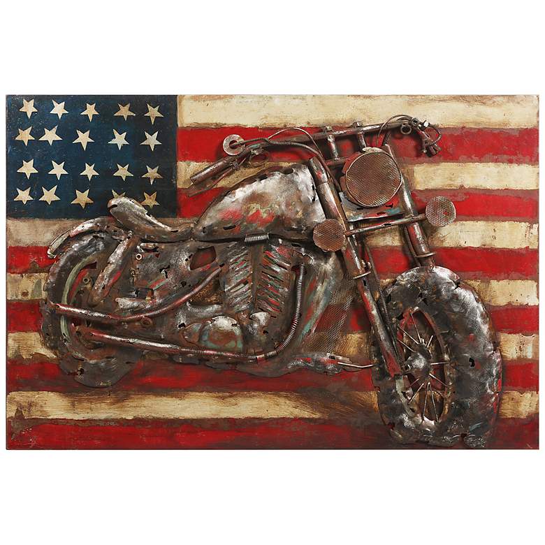 Image 5 Motorcycle 3 48" Wide Mixed Media Metal Dimensional Wall Art more views