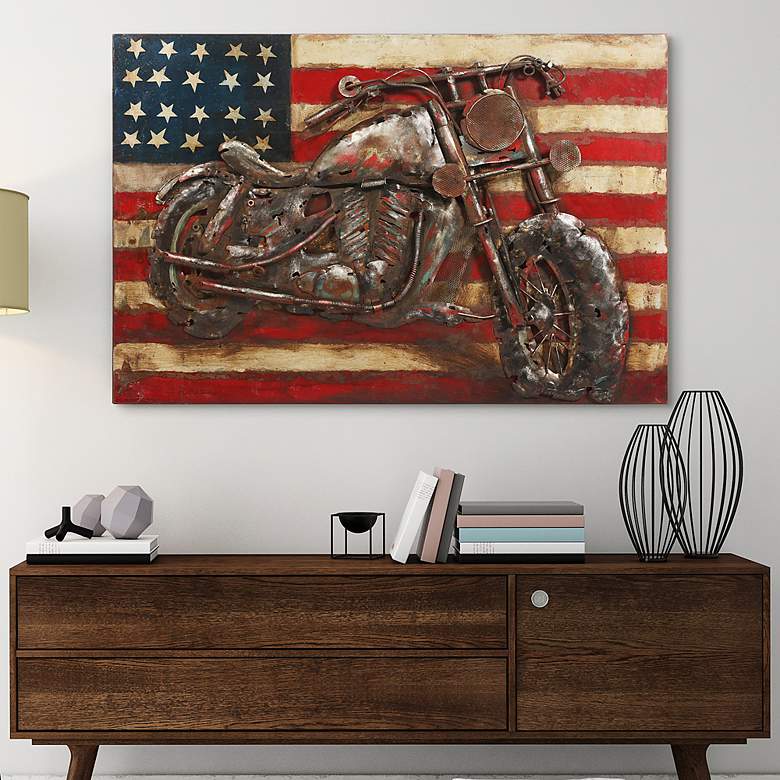 Image 6 Motorcycle 3 48" Wide Mixed Media Metal Dimensional Wall Art more views