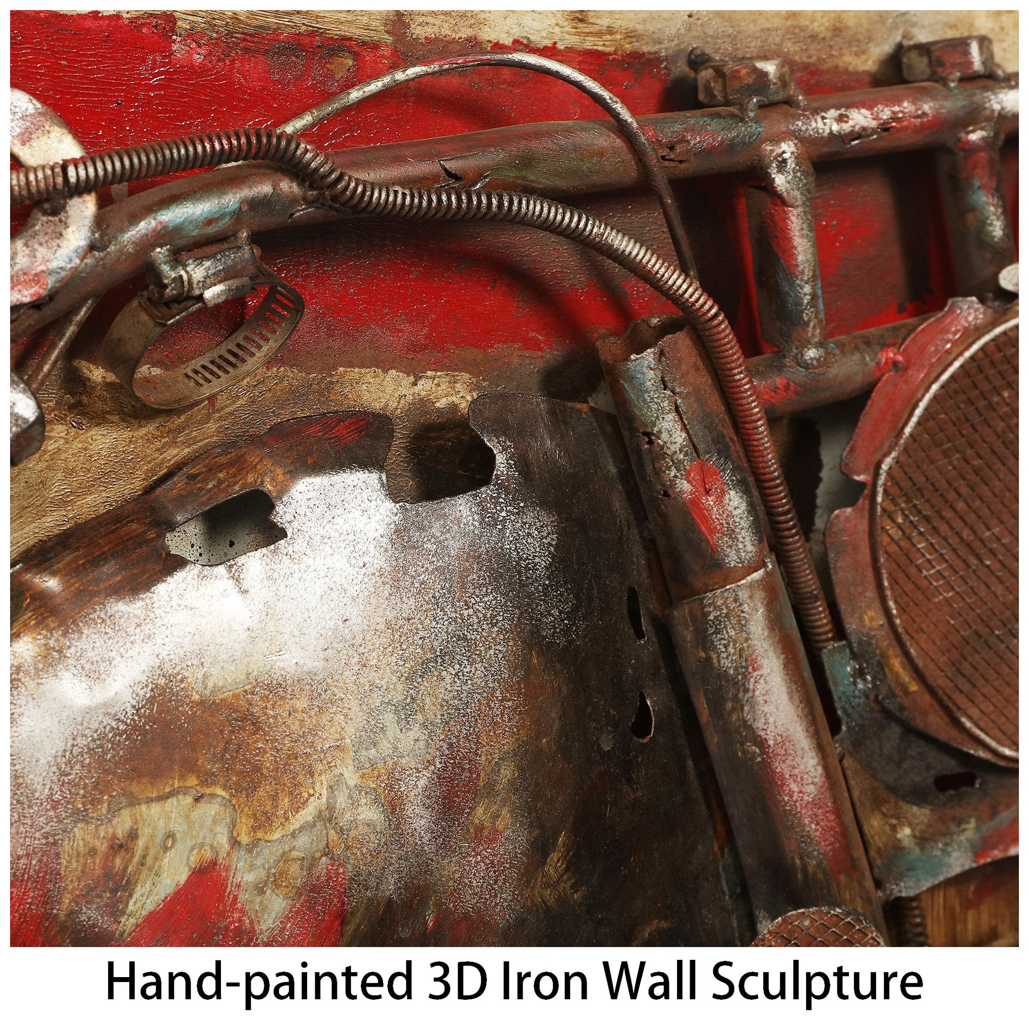 Motorcycle 3 48" Wide Mixed Media Metal Dimensional Wall Art