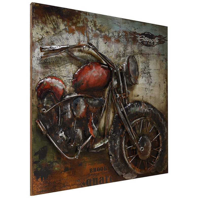 Image 5 Motorcycle 40" Square Mixed Media Dimensional Wall Art more views