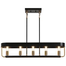 Mouillure 35" Wide Black and Brass 5-Light Island Chandelier