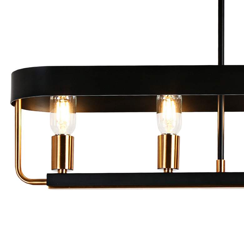 Image 3 Mouillure 35" Wide Black and Brass 5-Light Island Chandelier more views