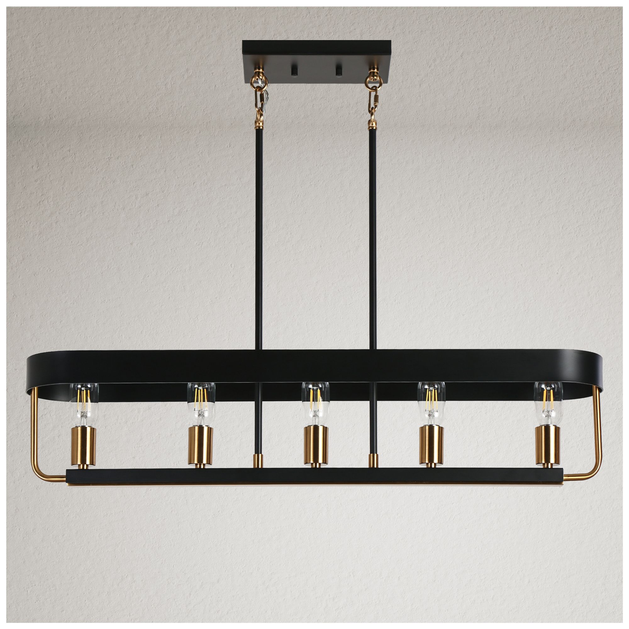 Image 4 Mouillure 5-Light Black Gold Island Chandelier more views