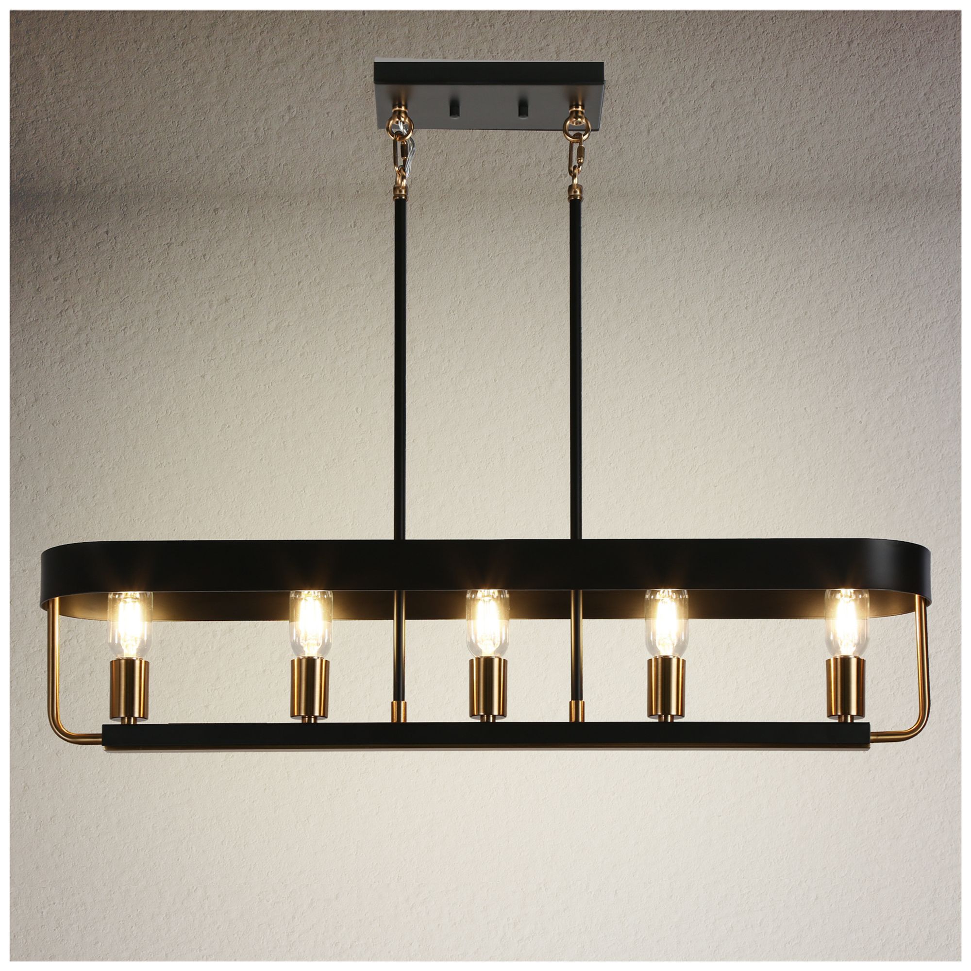 Mouillure 5-Light Black Gold Island Chandelier