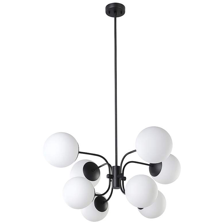 Image 1 Moultrie 33 inch Wide 8-Light Black Pendant With Opal Glass Shades