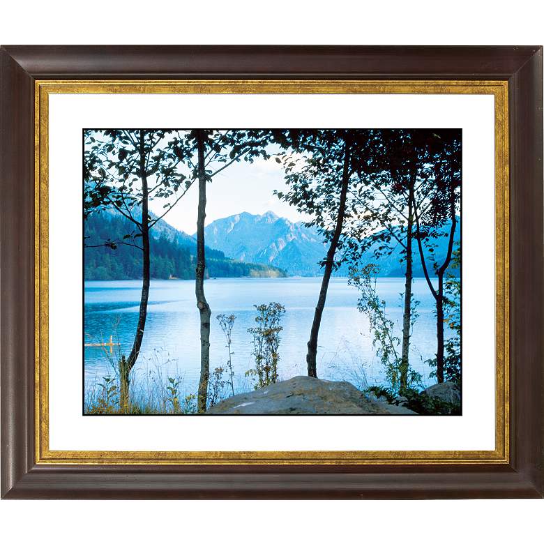 Image 1 Mountain Lake Gold Bronze Frame Giclee 20 inch Wide Wall Art