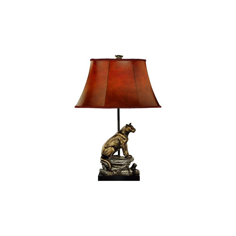 Image 1 Mountain Lion Hand Painted Table Lamp