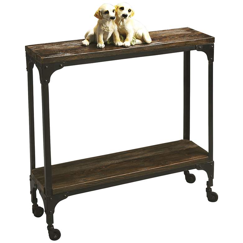 Image 1 Mountain Lodge Iron and Wood Console Table