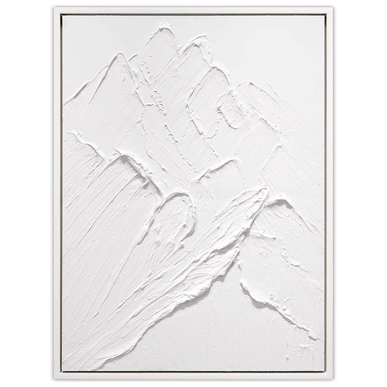 Image 2 Mountain Majesty Heavily Textured Hand Painted White Framed Canvas Wall Art
