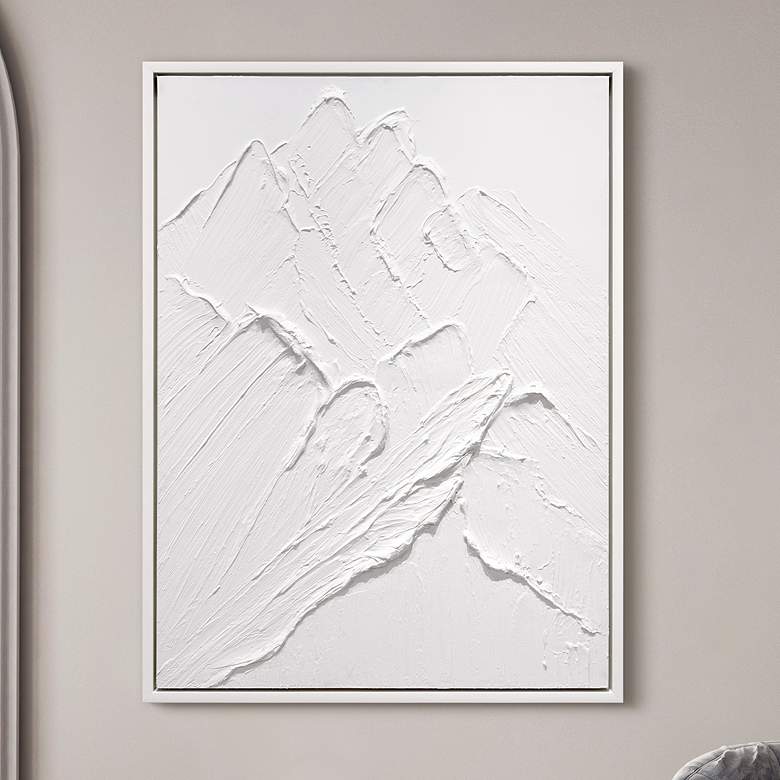 Image 1 Mountain Majesty Heavily Textured Hand Painted White Framed Canvas Wall Art
