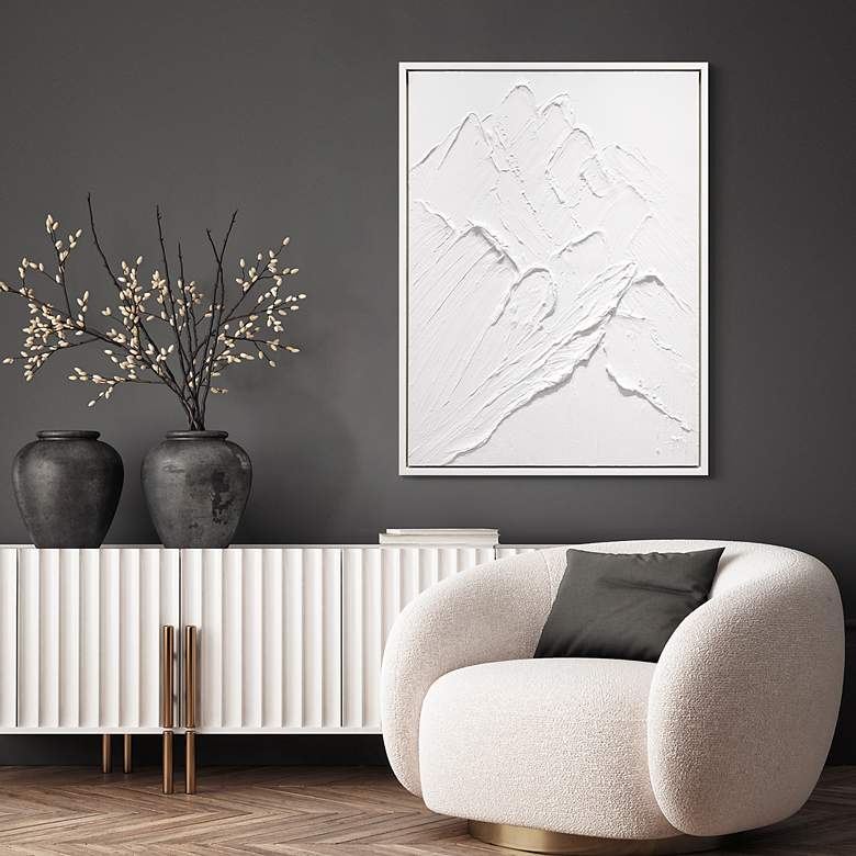 Image 5 Mountain Majesty Heavily Textured Hand Painted White Framed Canvas Wall Art more views