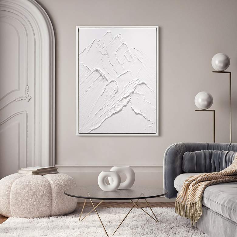 Image 6 Mountain Majesty Heavily Textured Hand Painted White Framed Canvas Wall Art more views