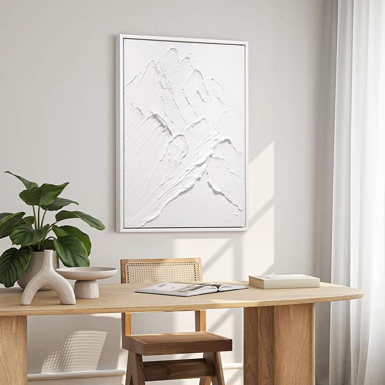 Image 7 Mountain Majesty Heavily Textured Hand Painted White Framed Canvas Wall Art more views