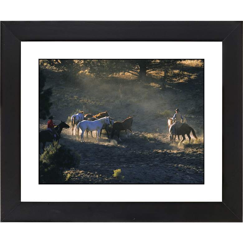 Image 1 Mountain Roundup Black Frame Giclee 23 1/4 inch Wide Wall Art