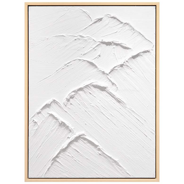Image 1 Mountain Serenity II Textured Hand Painted White Framed Canvas Wall Art