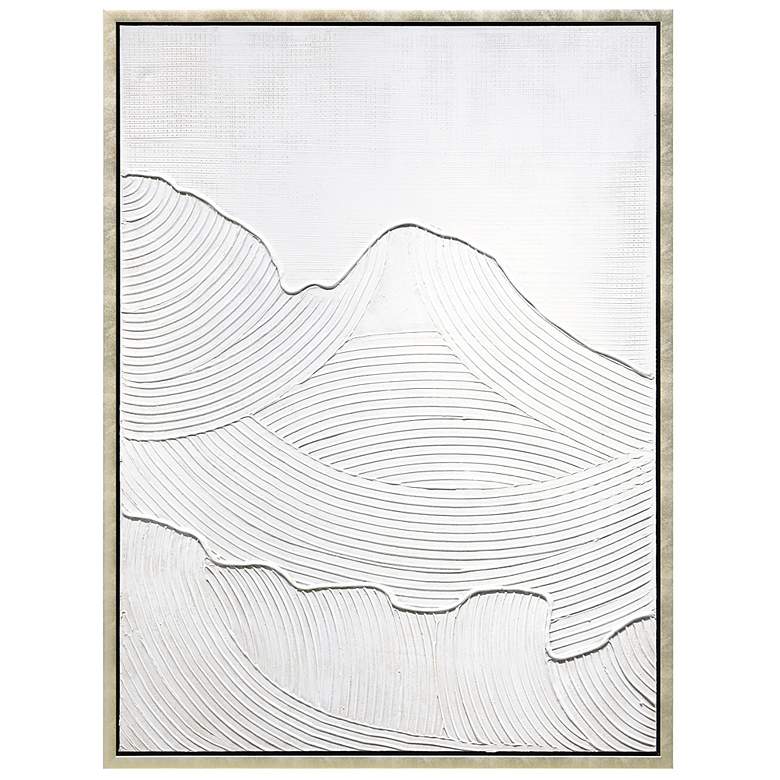 Image 2 Mountain Serenity Textured Hand Painted White Framed Canvas Wall Art