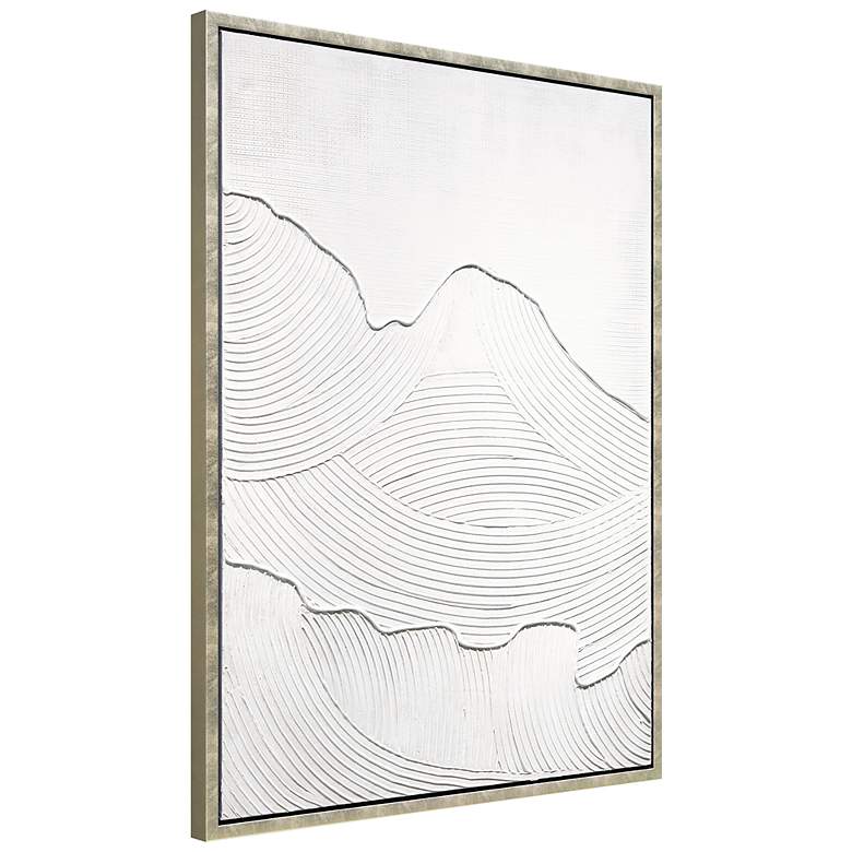 Image 3 Mountain Serenity Textured Hand Painted White Framed Canvas Wall Art more views