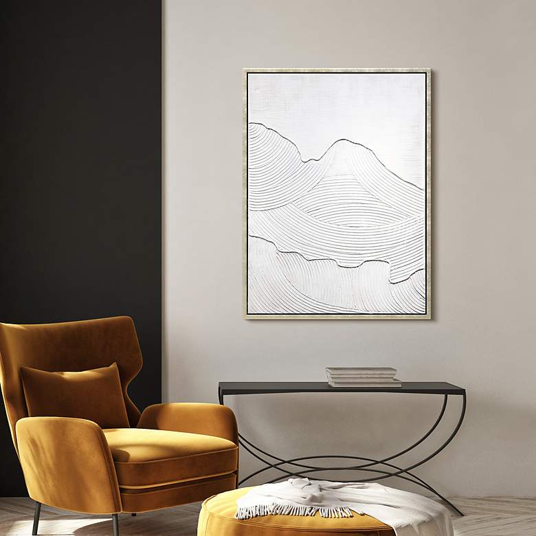 Image 5 Mountain Serenity Textured Hand Painted White Framed Canvas Wall Art more views