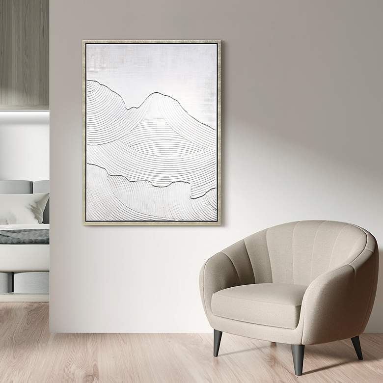 Image 6 Mountain Serenity Textured Hand Painted White Framed Canvas Wall Art more views