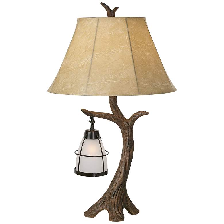 Image 2 Mountain Wind Aged Oak Tree Table Lamp with Nightlight