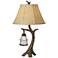 Mountain Wind Aged Oak Tree Table Lamp with Nightlight