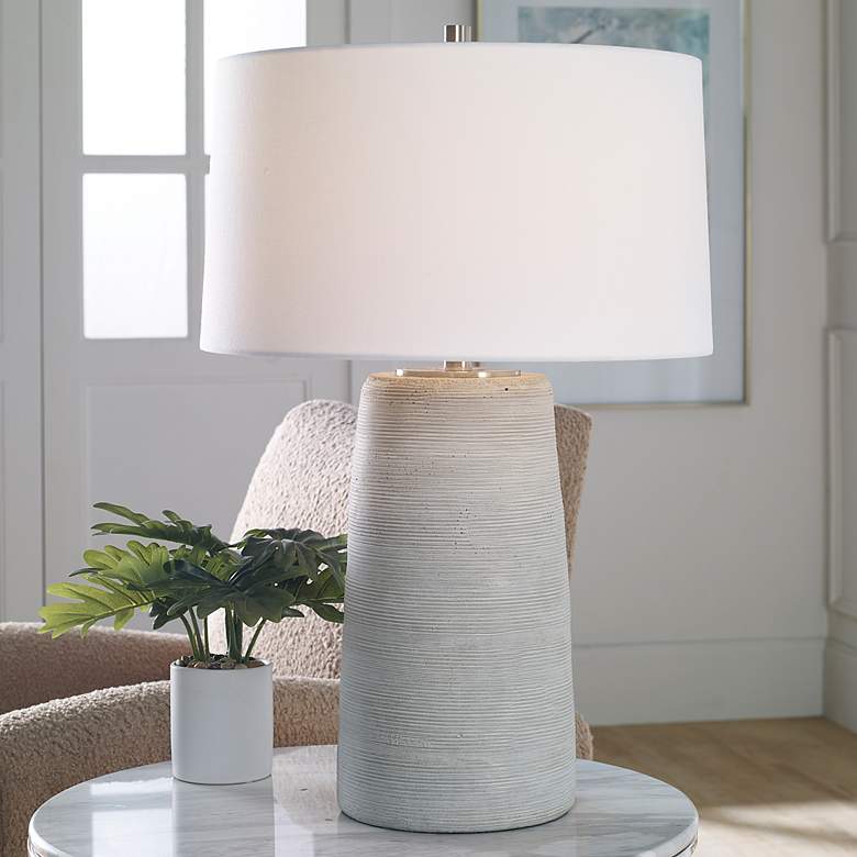 Image 1 Mountainscape Neutral Off-White and Gray Ceramic Table Lamp