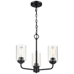 Moven 18" Wide Matte Black 3-Light Chandelier